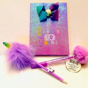 Purple “Choose To Shine” Journal & Two Purple Plush Pens